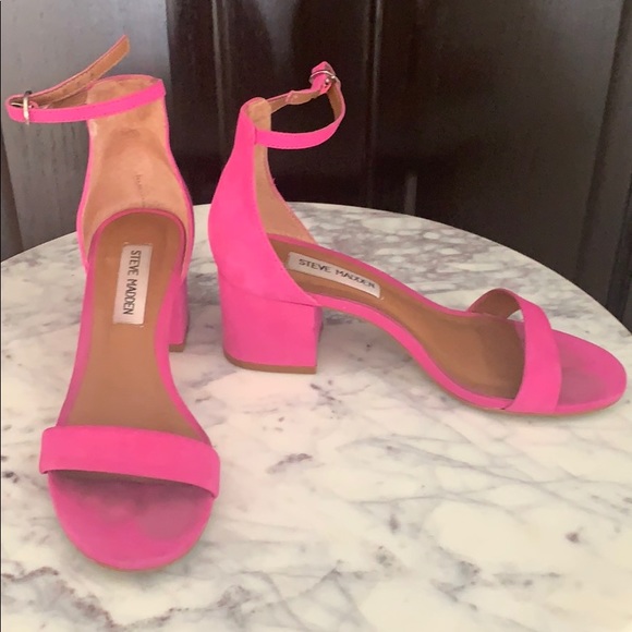 low block heel sandals pink